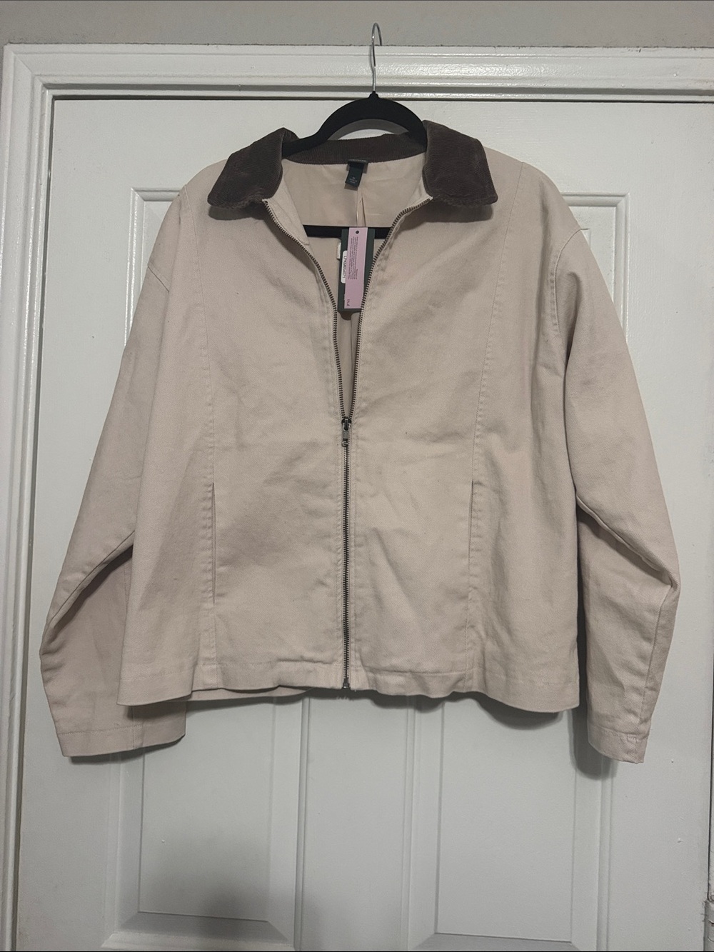 wild fable Beige Utility Jacket with Brown Contrast Collar